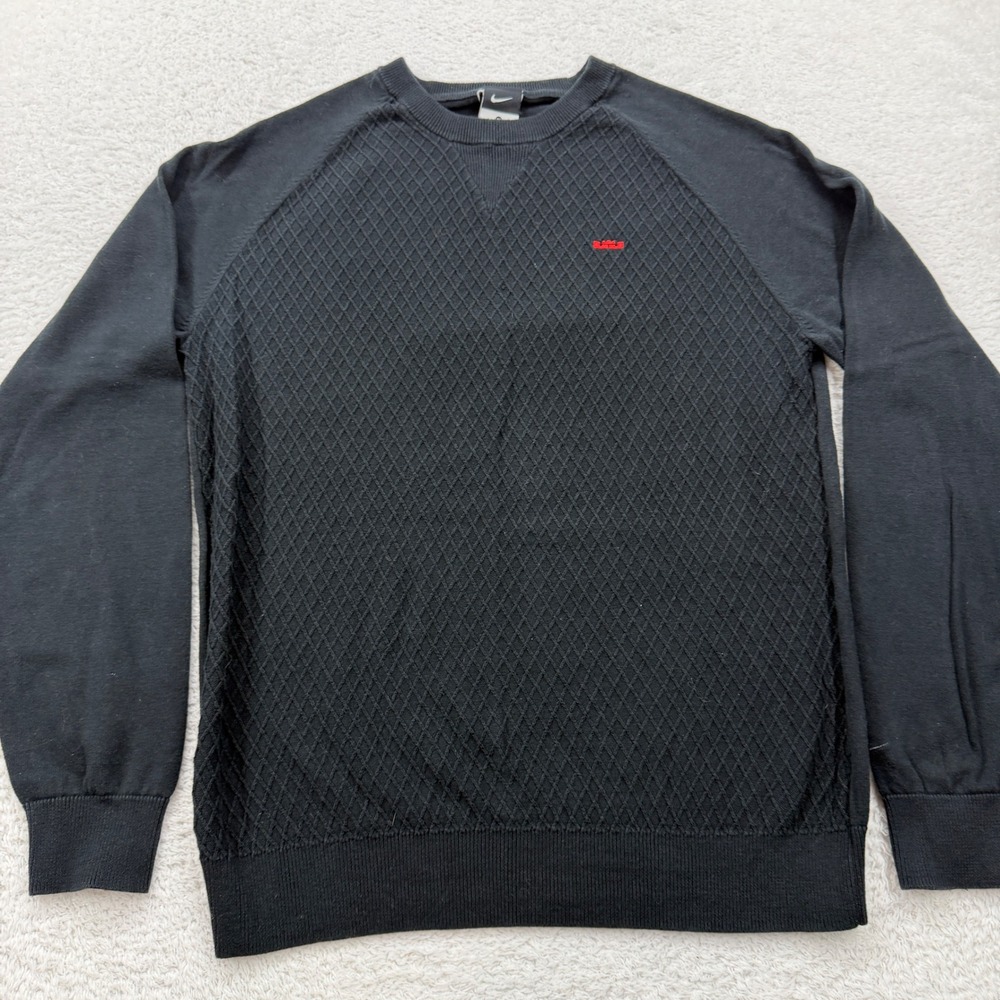 Nike Lebron James Black Knit Sweater Mens Medium Diamond Pattern Casual